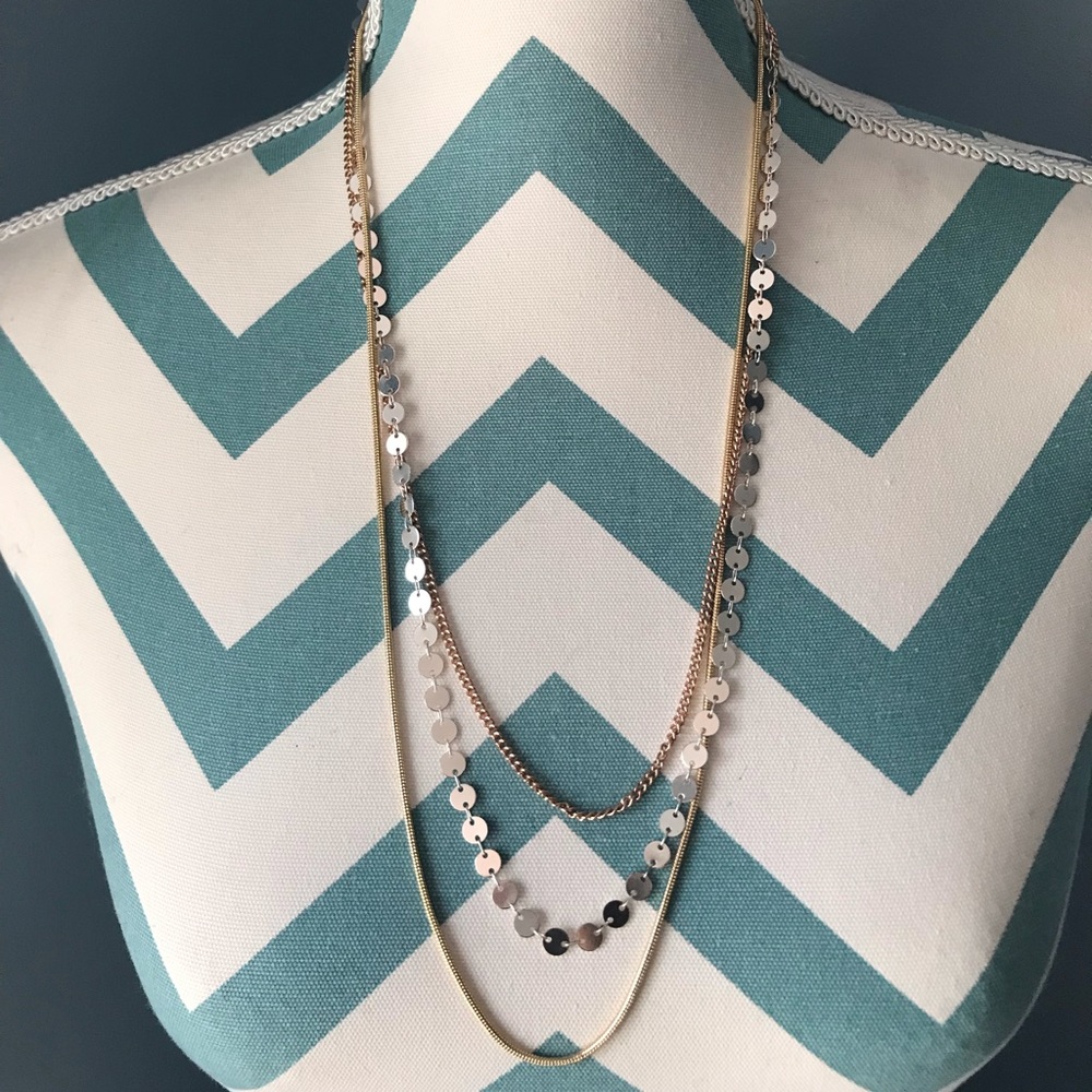 Tri-color Multi Chain Fashion Necklace